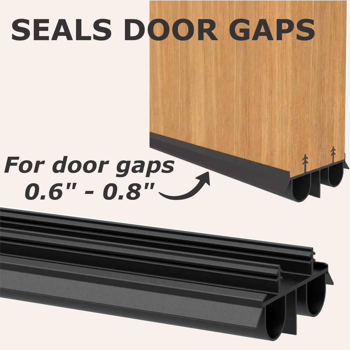 HUVOTOSI US vinyl fins close-up highlighting adaptable seal for warped doors.
