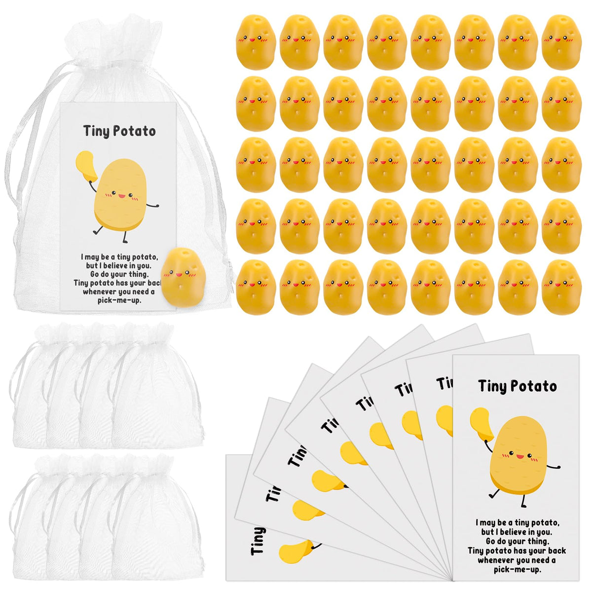 Huwena mini resin potato with card, playful desk gift for teachers.
