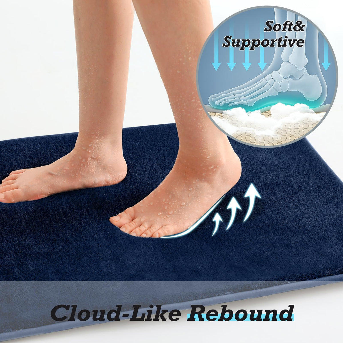 HUXMEYSON machine-washable bath rug for easy care