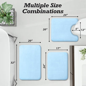 HUXMEYSON U-shaped 20x24 contour rug provides secure bathroom support.