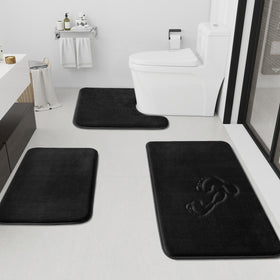 HUXMEYSON three-piece bath rug set for plush bathroom comfort
