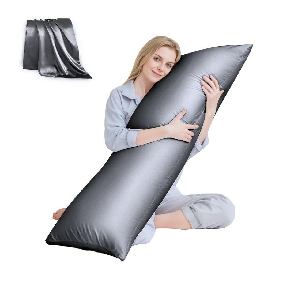 HUXMEYSON body pillow grey cover with durable plush support for full-body comfort