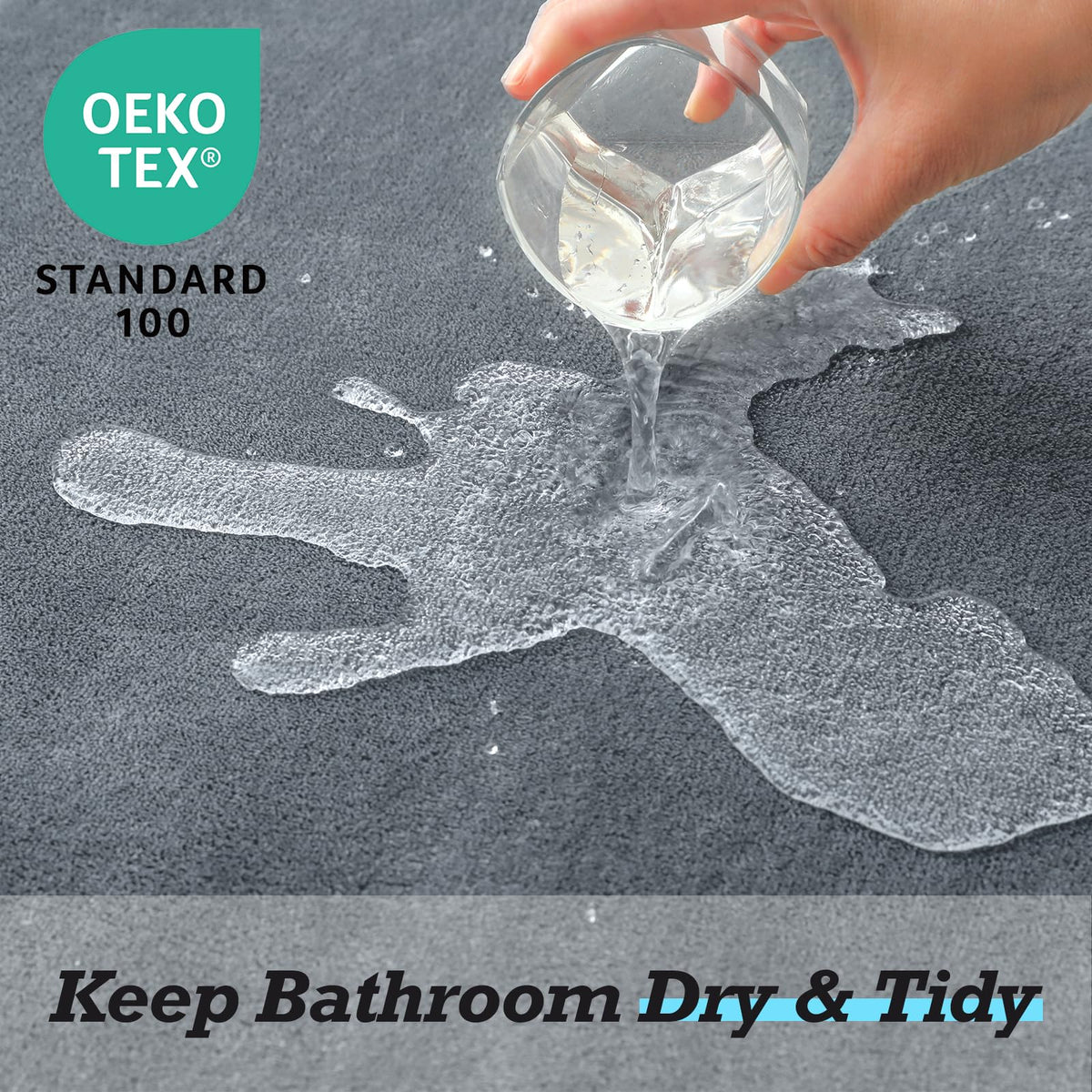 HUXMEYSON grey bath rugs set complements any bathroom decor.