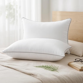HUXMEYSON king-size pillows set side view, balanced support for neck alignment.
