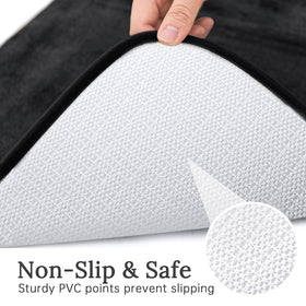 HUXMEYSON machine-washable bath rug stays fresh and fade-free