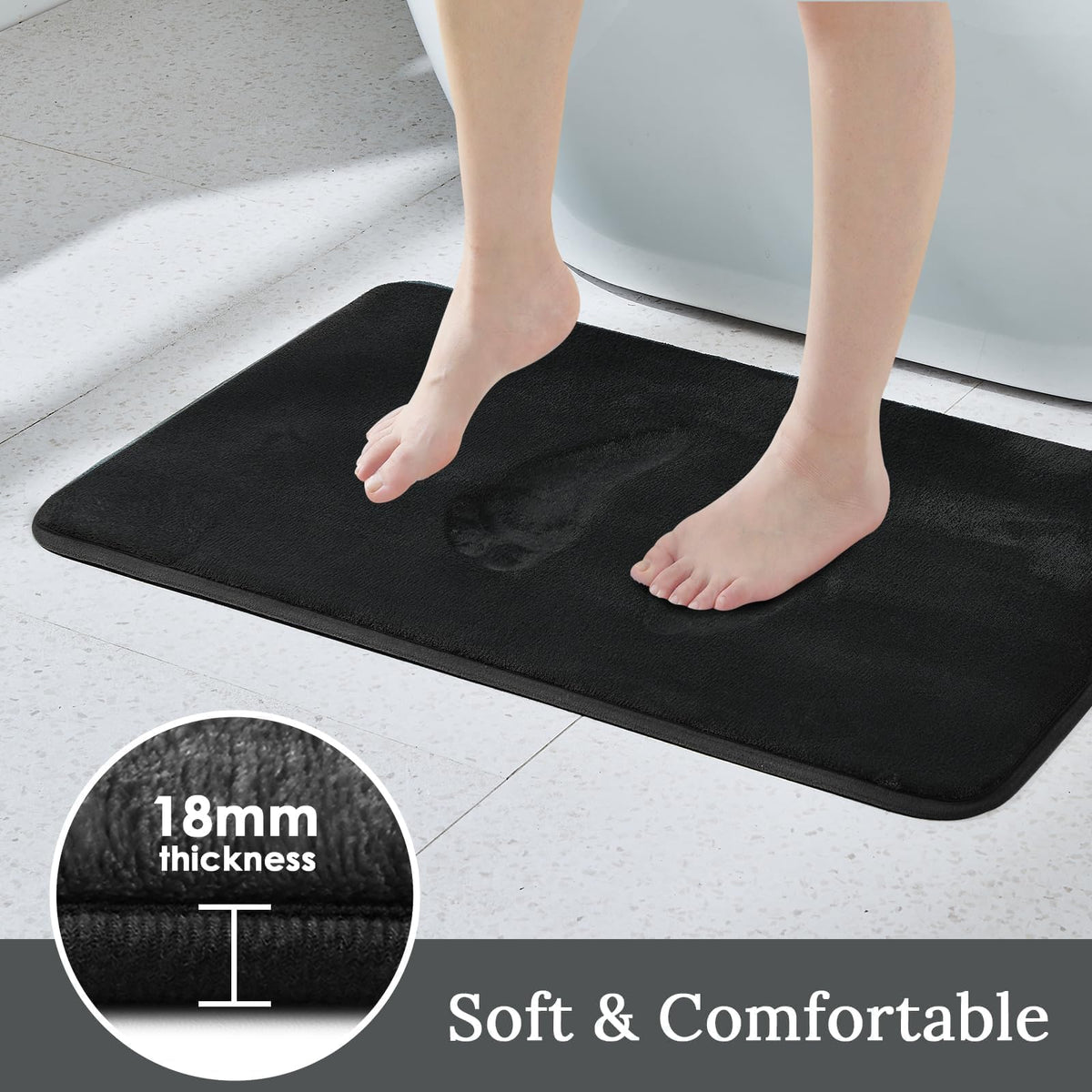 HUXMEYSON memory foam bath rug cushions feet for comfort