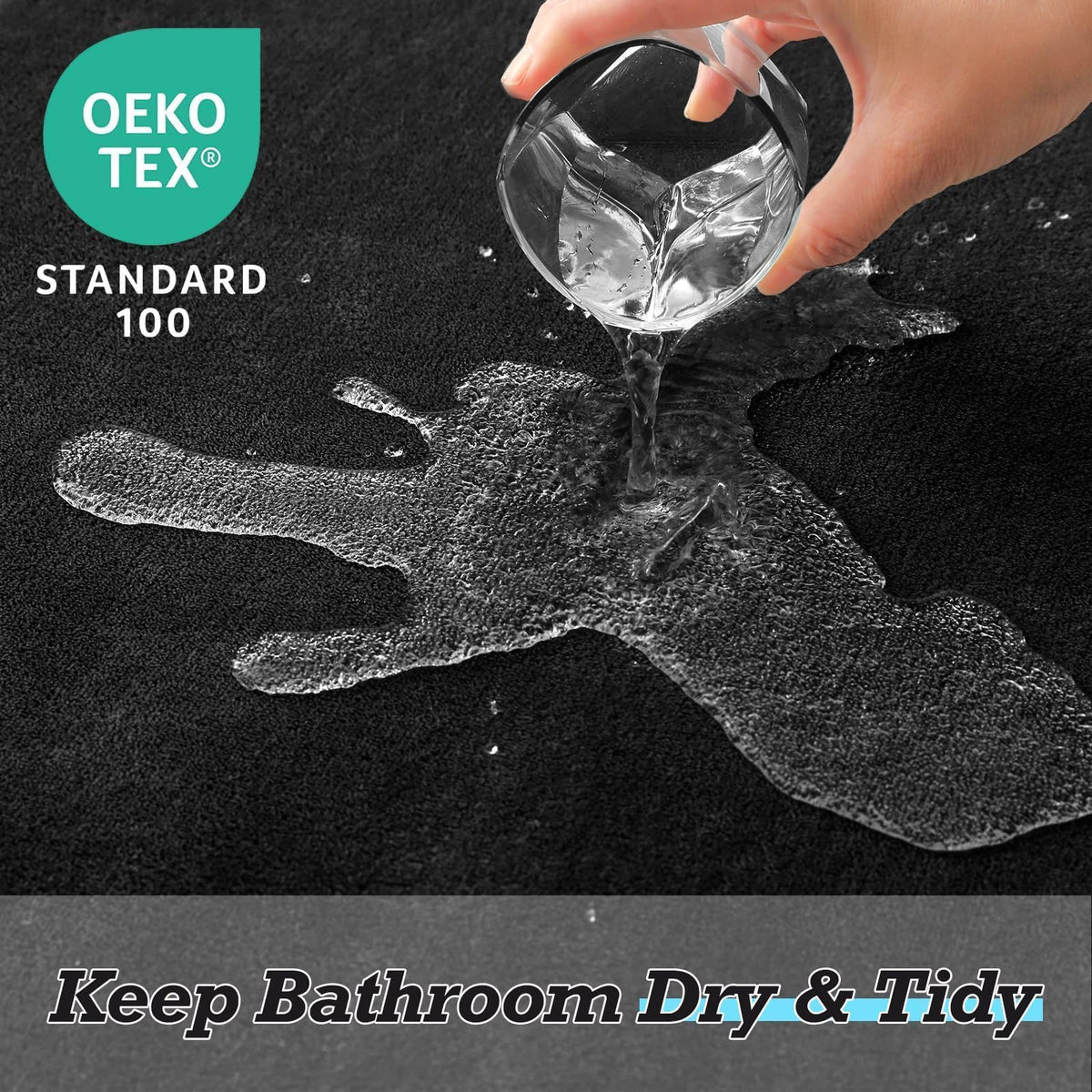 HUXMEYSON U-shape contoured rug fits around the toilet for steady footing