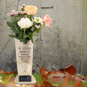 HUYIENO angel statue memorial vase detail for serene gravesite
