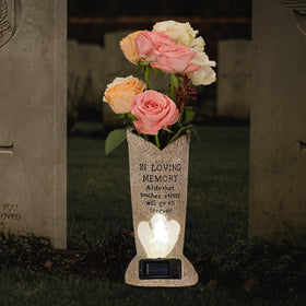 HUYIENO resin and metal spike grave vase withstands weather