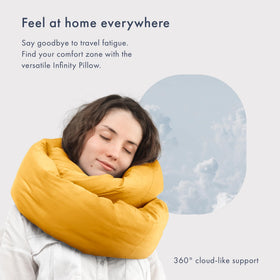 Huzi Infinity Pillow 360-degree adjustability adapts to your resting position.