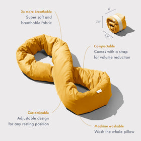 Huzi Infinity Pillow bamboo-rayon fabric stays breathable and cool.