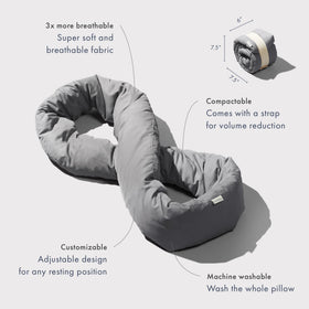 Huzi Infinity Pillow uses breathable bamboo-derived rayon to keep you cool.