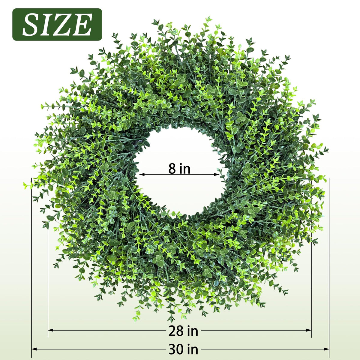 HUZIYAHAN 28-inch wreath expands to a full, lush look.