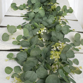HUZIYAHAN eucalyptus garland on table centerpiece setup for refined dining