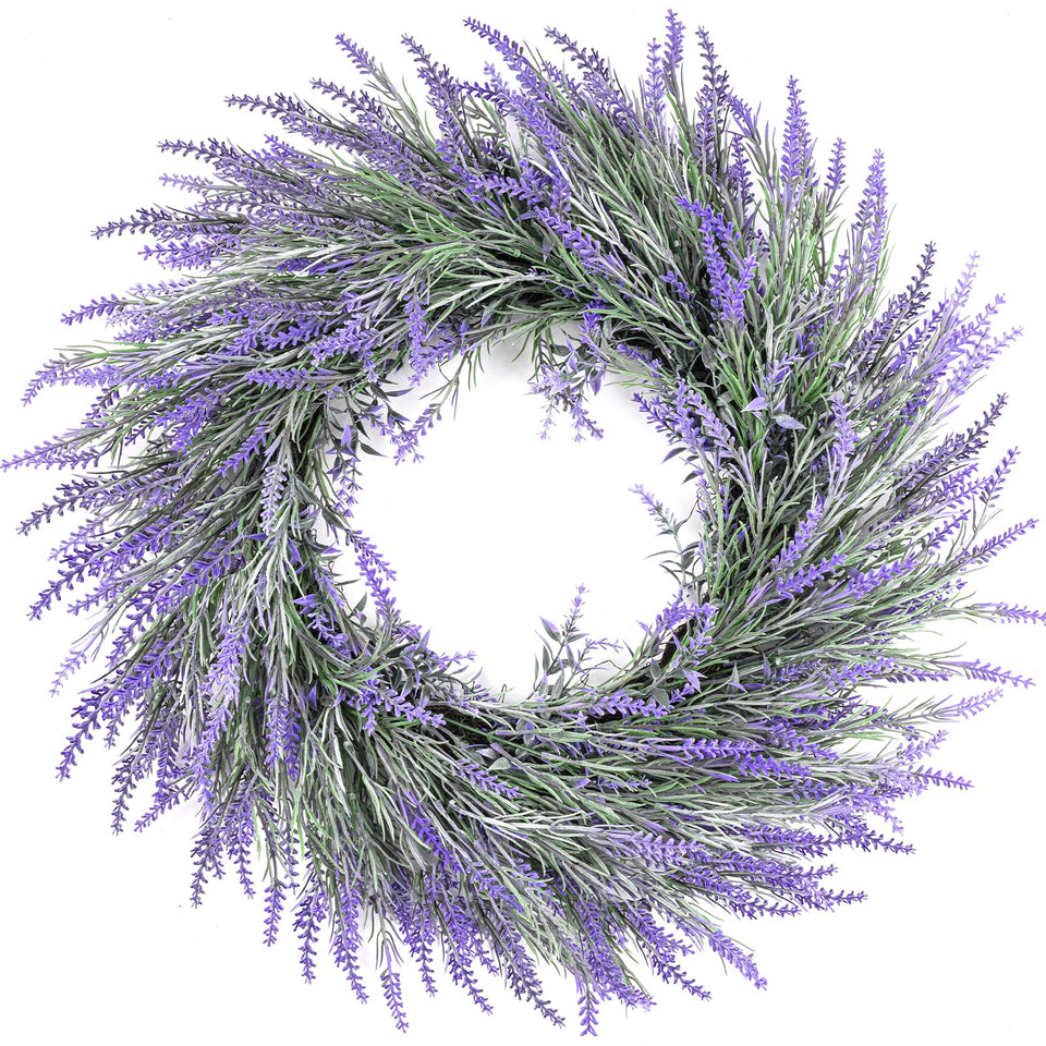 HUZIYAHAN lavender door wreath on front door adds all-season charm.