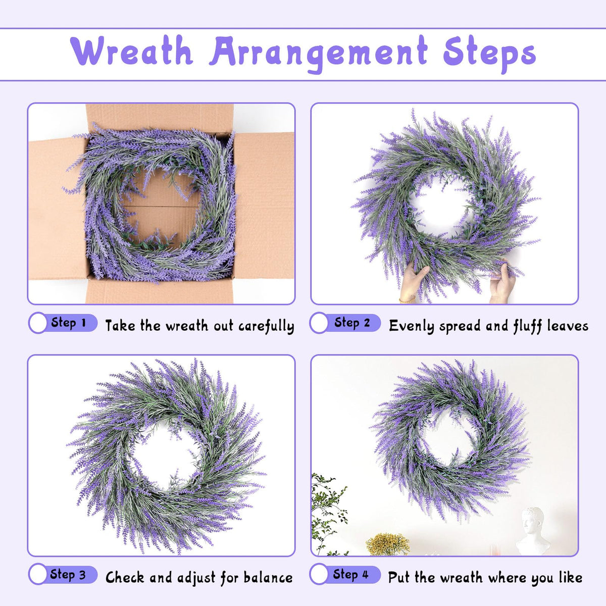 HUZIYAHAN lavender wreath makes a thoughtful gift for celebrations.