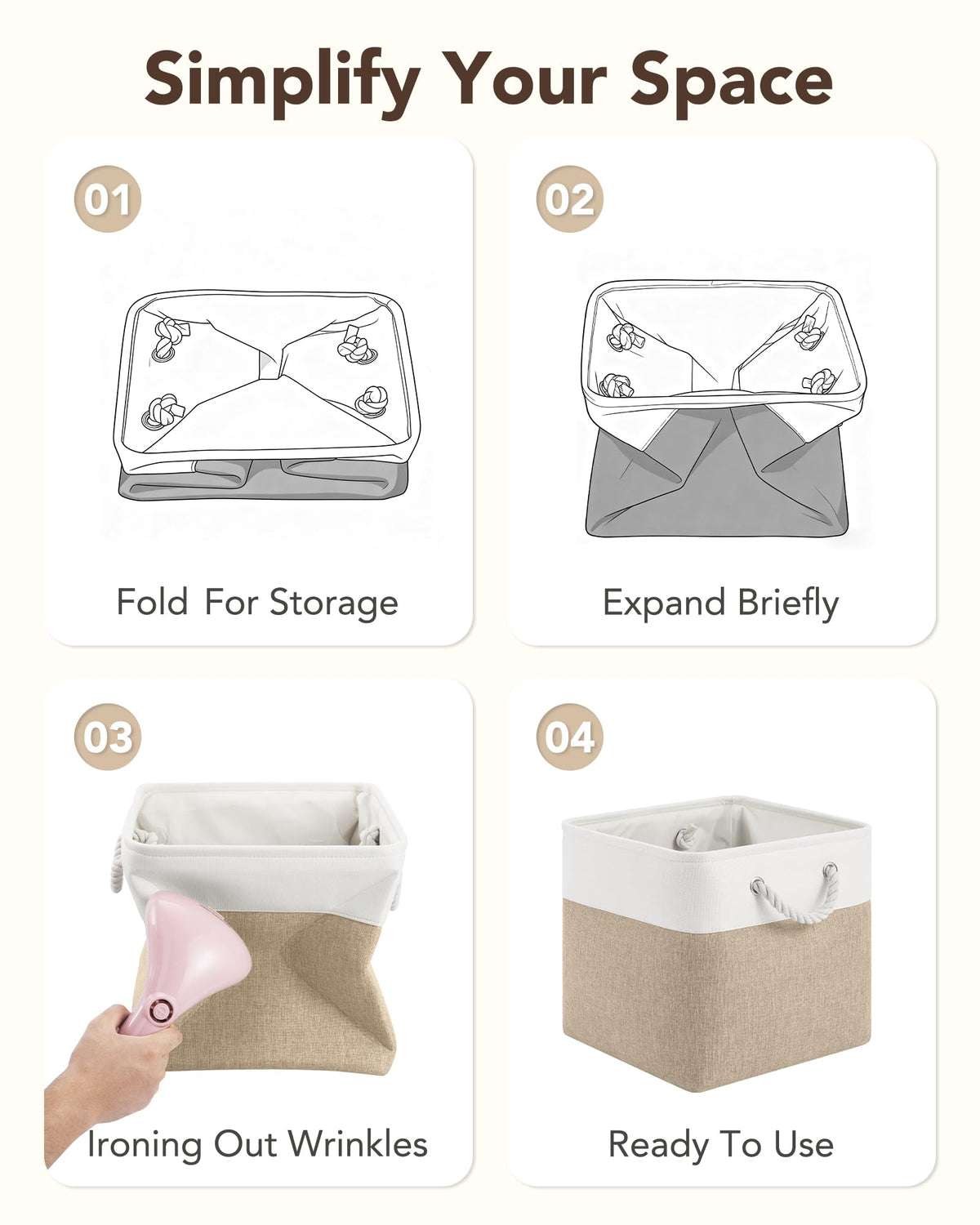 HUZNXVY 6-pack storage cube bin shown in a tidy closet setup.