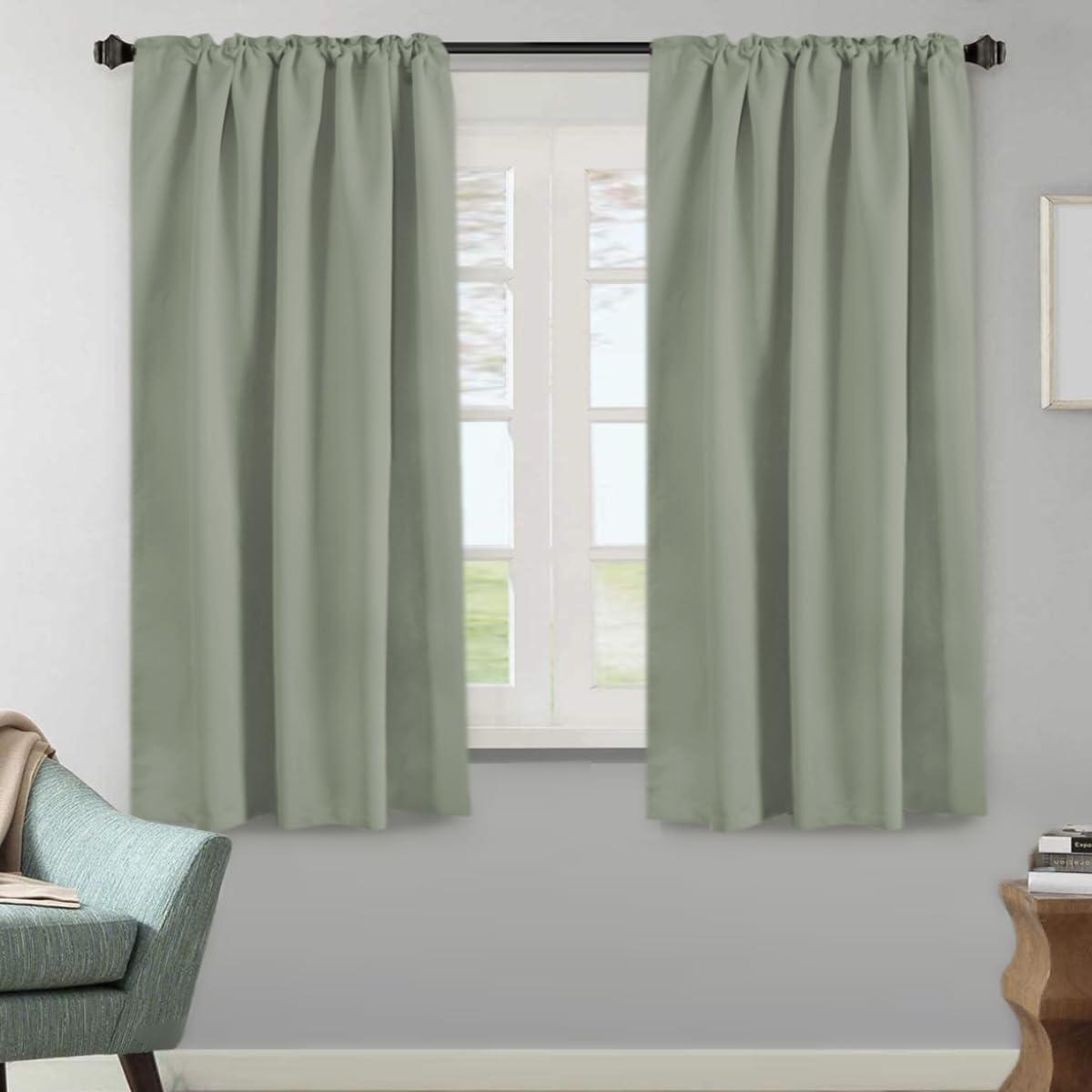 HV-VERSAILTEX light sage panel with back-tab hanging for versatile style and privacy