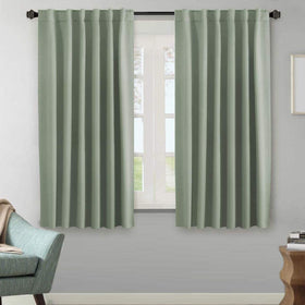 HV-VERSAILTEX blackout curtains in light sage, front view showing color and thermal insulation