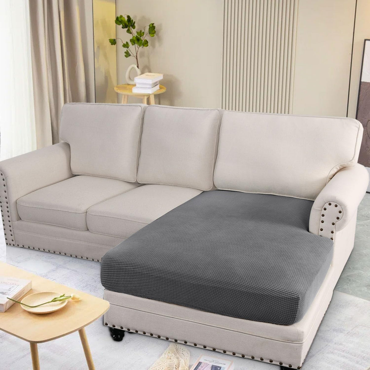 H.VERSAILTEX chaise cover left-right fit on an L-shaped sofa.
