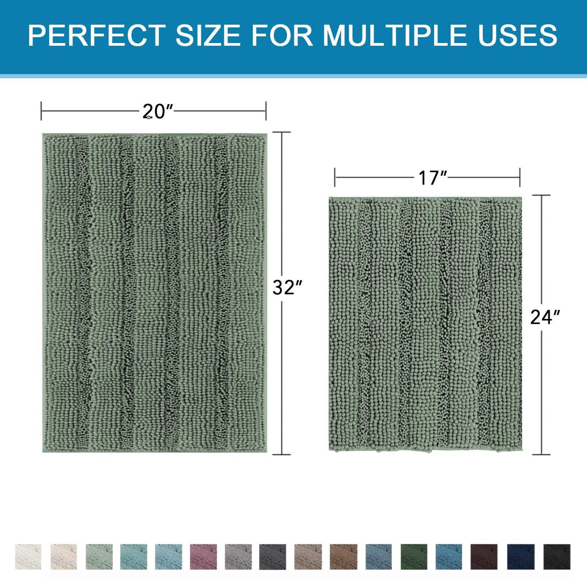 H.VERSAILTEX chenille bath mat close-up shows plush pile for soft feet.