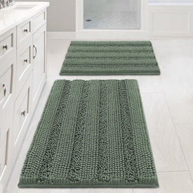 H.VERSAILTEX Green Bay bath mat set with striped design adds style and comfort.