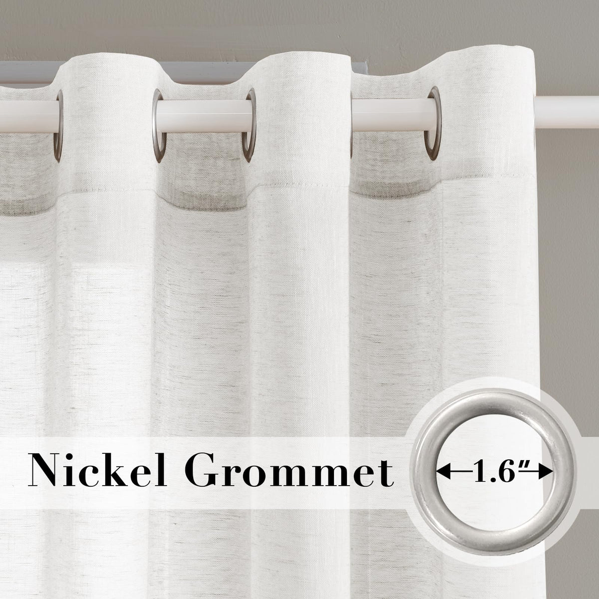 H.VERSAILTEX grommet-detail close-up showing easy fit on standard rods