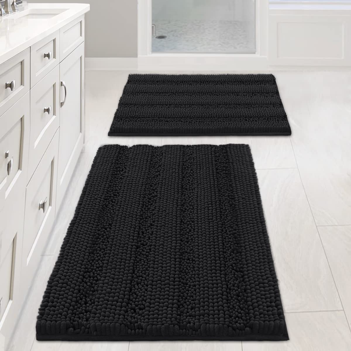 H.VERSAILTEX striped non-slip shaggy bath rug for cozy feet