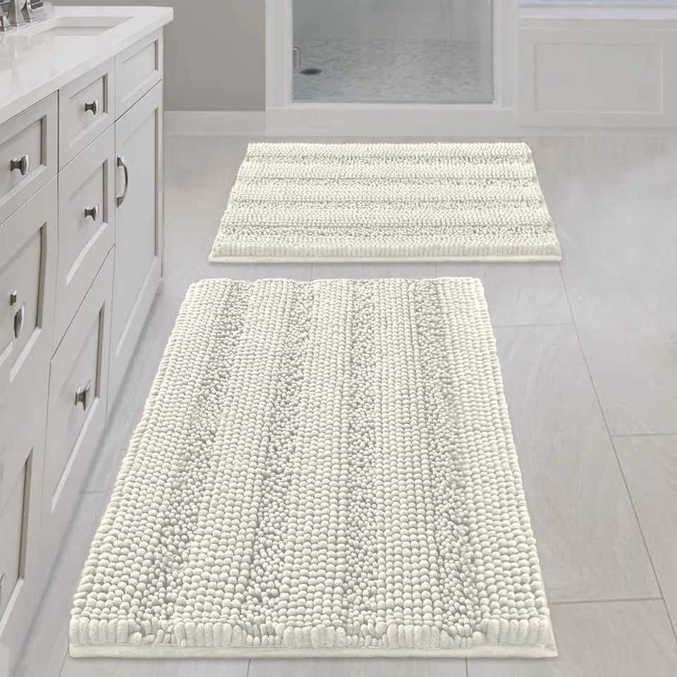H.VERSAILTEX non-slip backing keeps the thick chenille bath rug secure.