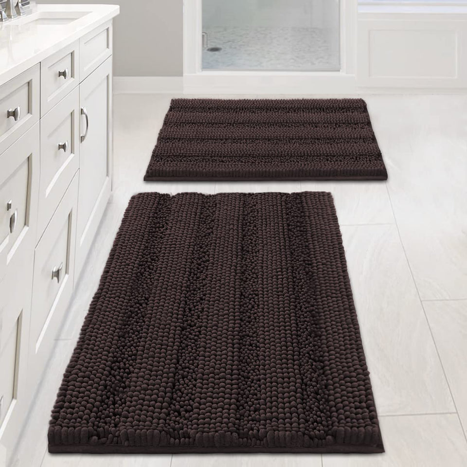 H.VERSAILTEX plush chenille bath rug closeup shows ultra soft texture for cozy feet.
