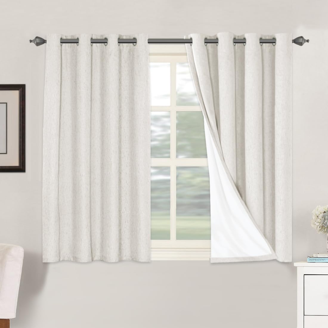 H.VERSAILTEX primitive linen curtains in ivory 52x45 panel offering privacy and blackout potential