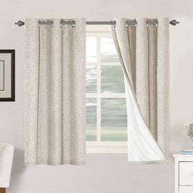 H.VERSAILTEX Primitive Linen Curtains natural setup; two-panel package for living room privacy