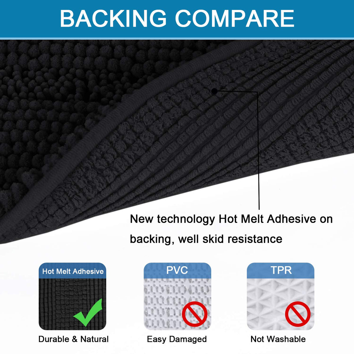 H.VERSAILTEX soft chenille bath mat set stays fluffy after washing