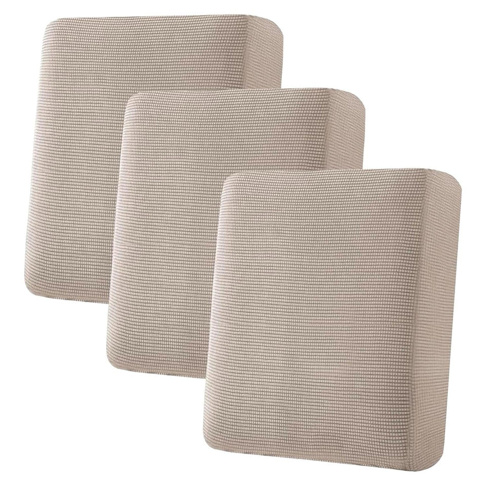 H.VERSAILTEX seat cushion slipcover in sand with non-slip edges for secure sitting.
