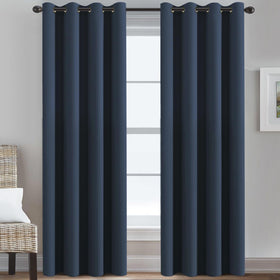 H.VERSAILTEX Ultra Soft Premier Blackout Curtain navy panel front view showing light-control capability