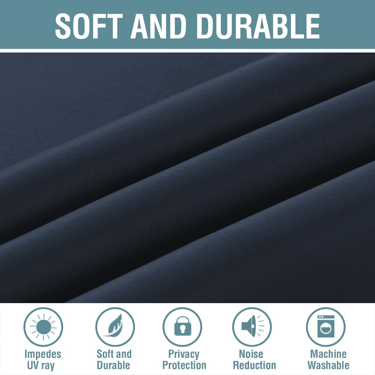H.VERSAILTEX Ultra Soft Premier Blackout Curtain navy detailed pleats