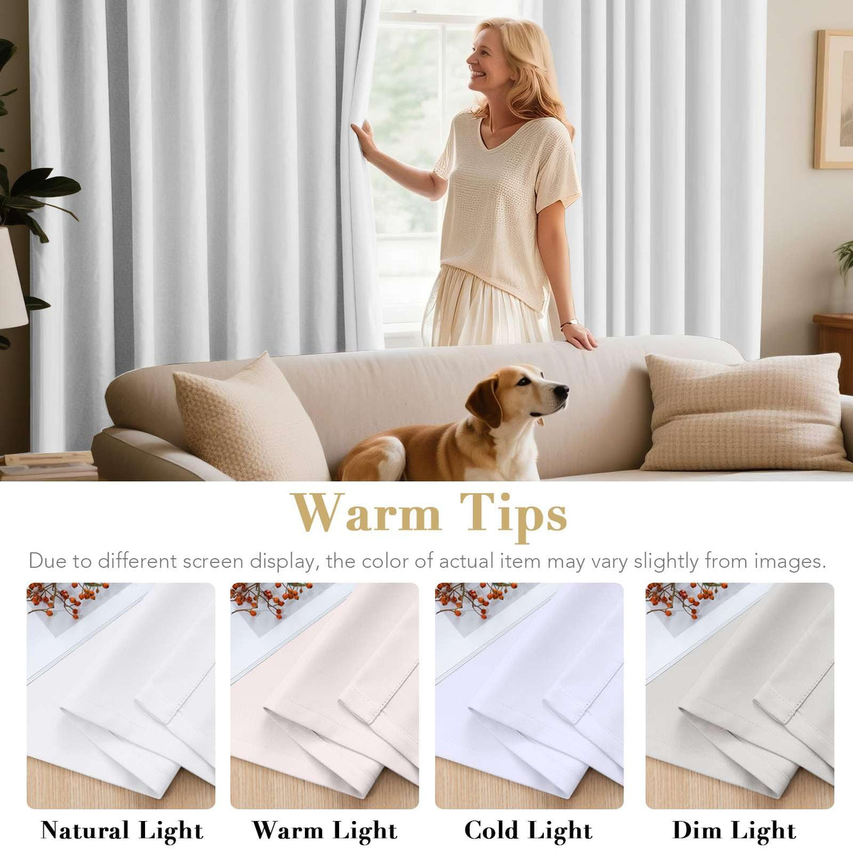 H.VERSAILTEX white curtains thermal insulation impact in room