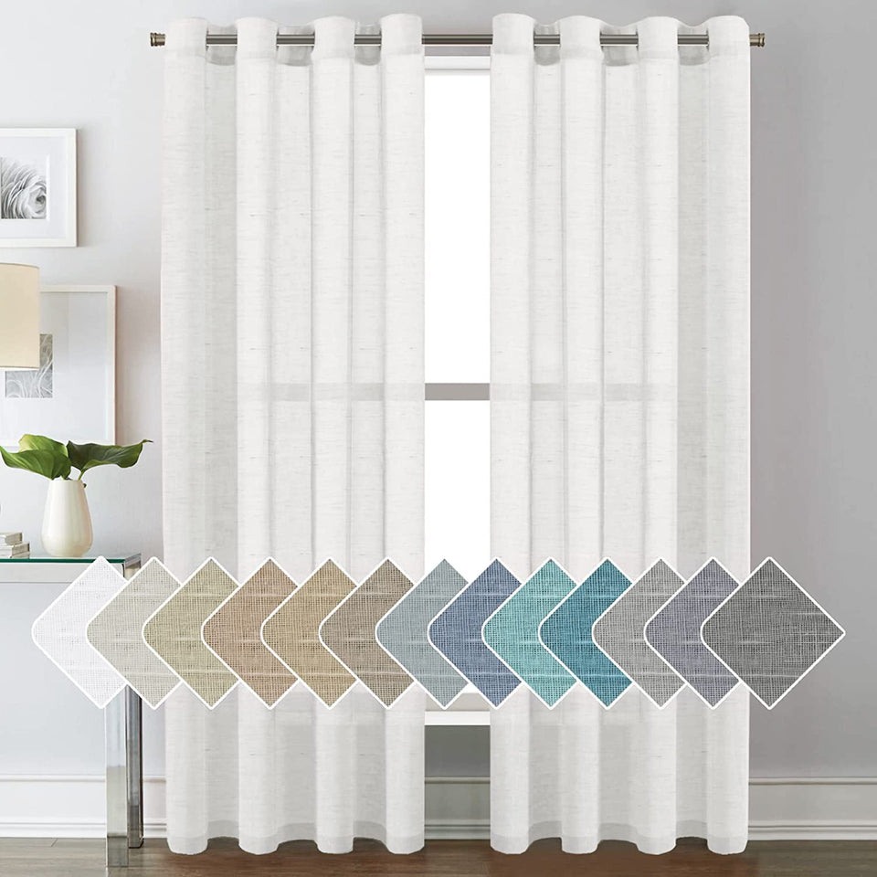 H.VERSAILTEX white sheer linen curtains in a two-panel setup for soft, diffused light