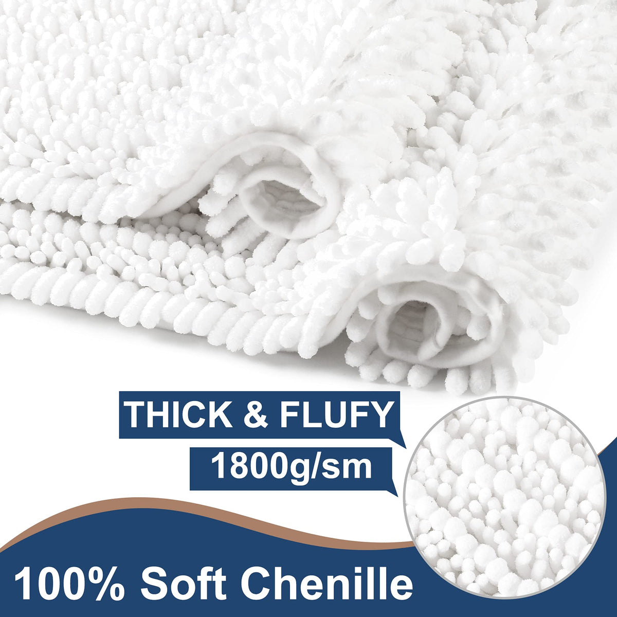 H.VERONNEX non-slip back keeps bathroom floors safe on wet surfaces.