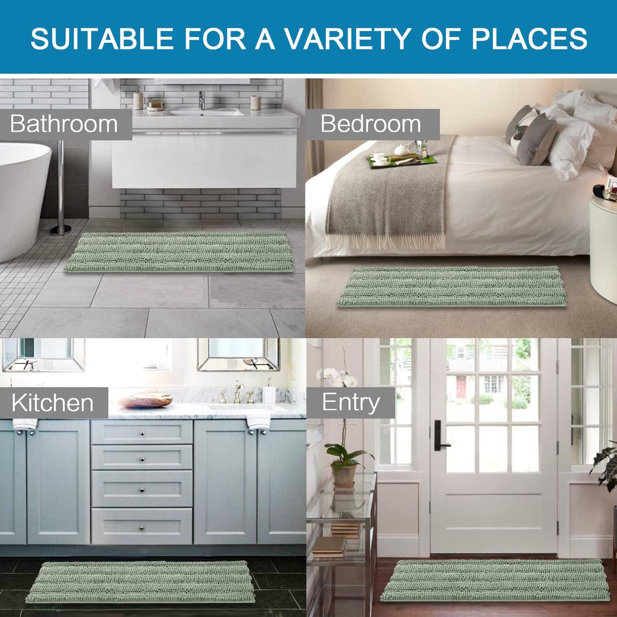 H.VERSAILTEX decorative striped set; modern sage styling for any bathroom.