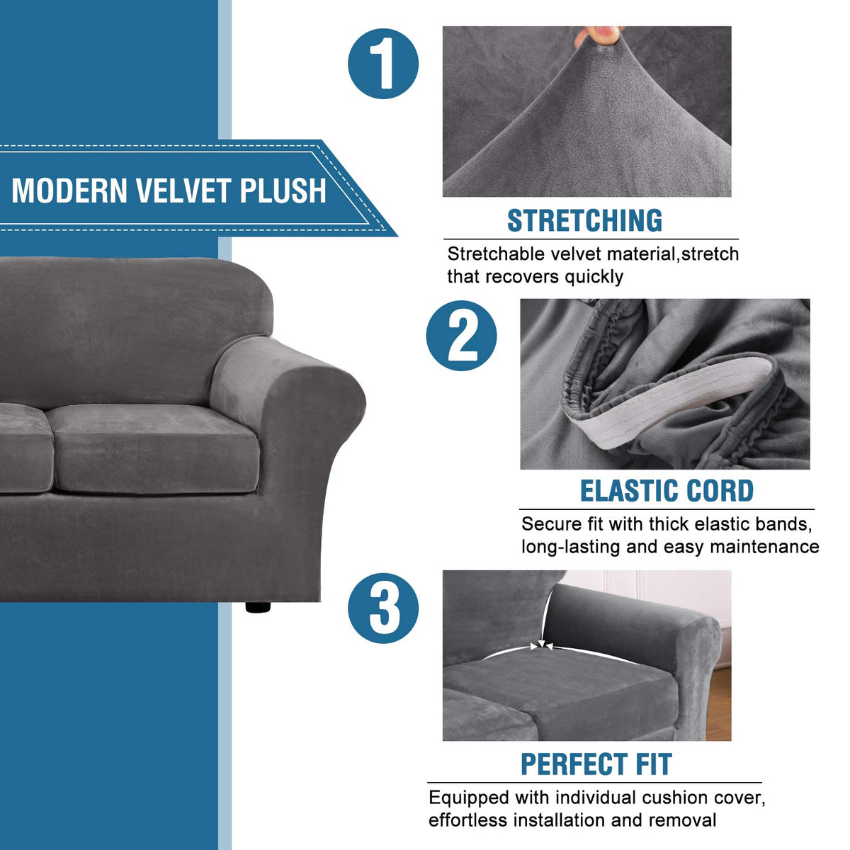 H.VERSAILTEX chair slipcover fits 31-49 inch width for most chairs.