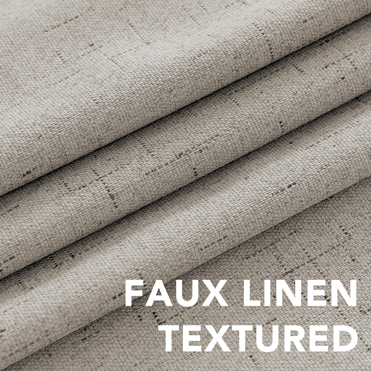 H.VERSAILTEX linen blackout curtains front view in a living room setting.