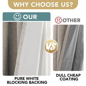 H.VERSAILTEX linen blackout curtains 100x84 measure highlights precise size for windows.