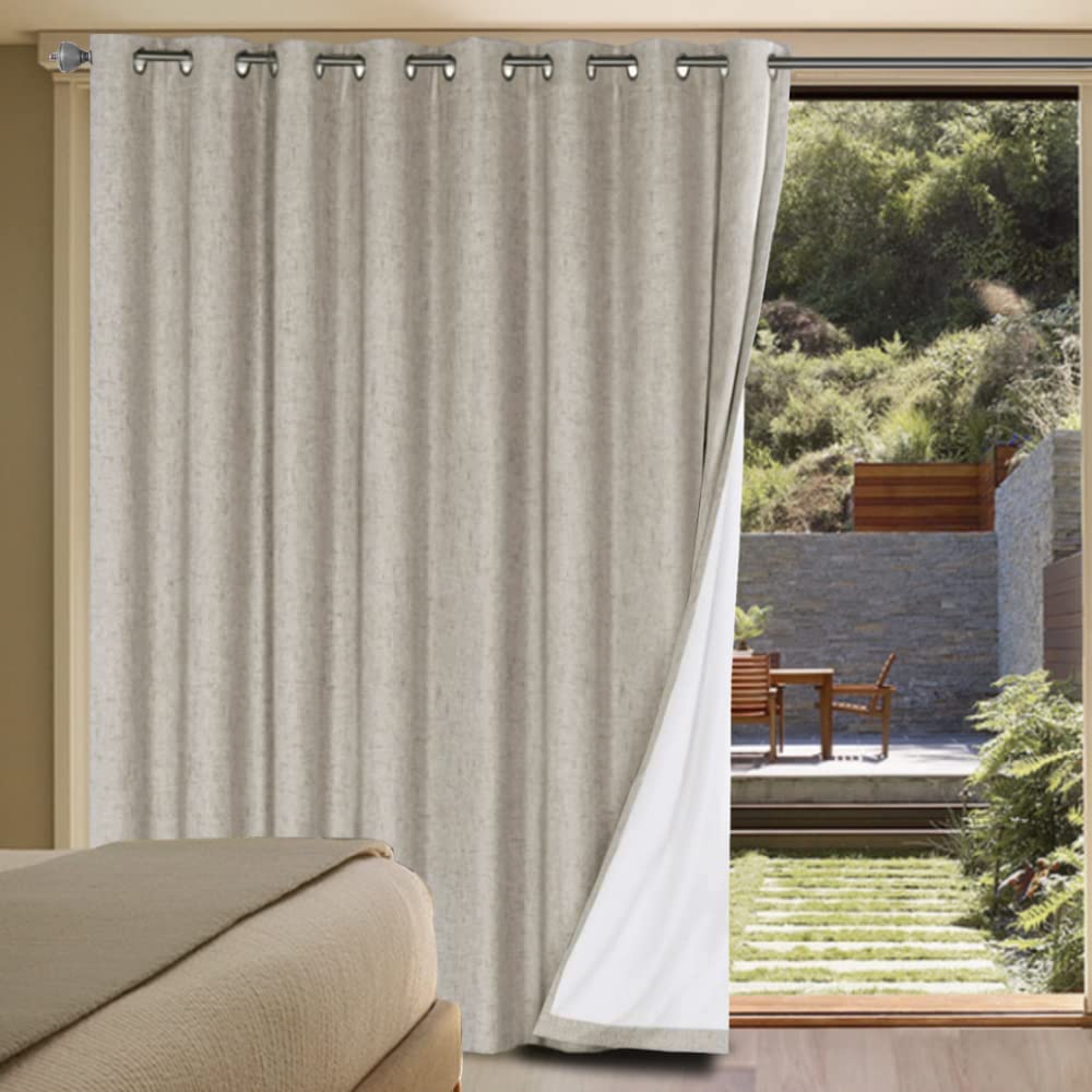H.VERSAILTEX linen blackout curtains texture closeup showing premium weave for privacy.