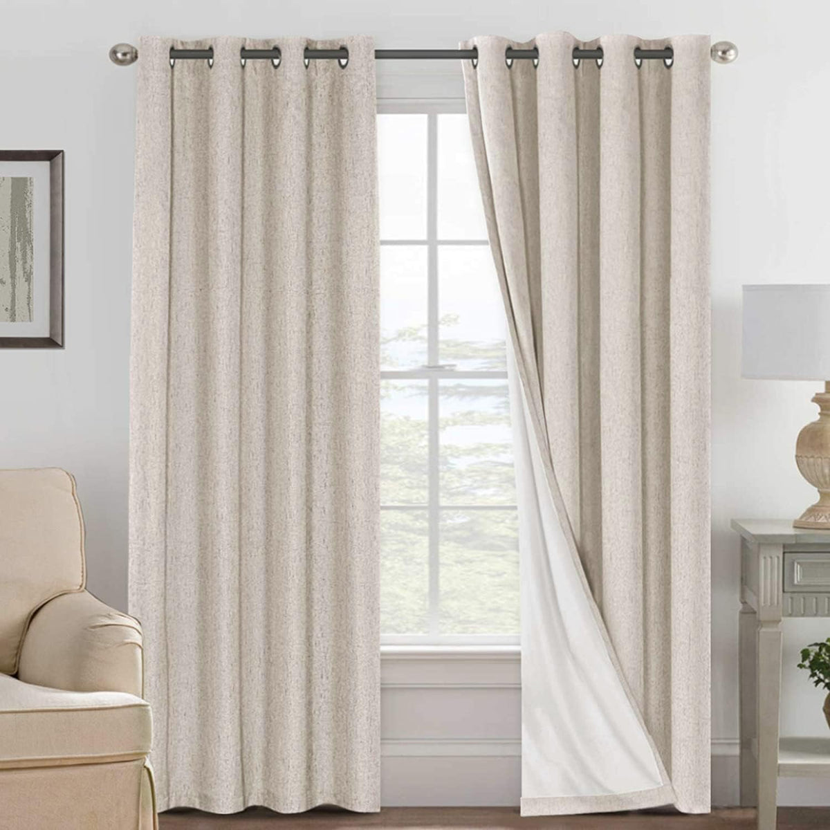 H.VERSAILTEX linen curtains 90in length hanging for soft privacy and light control
