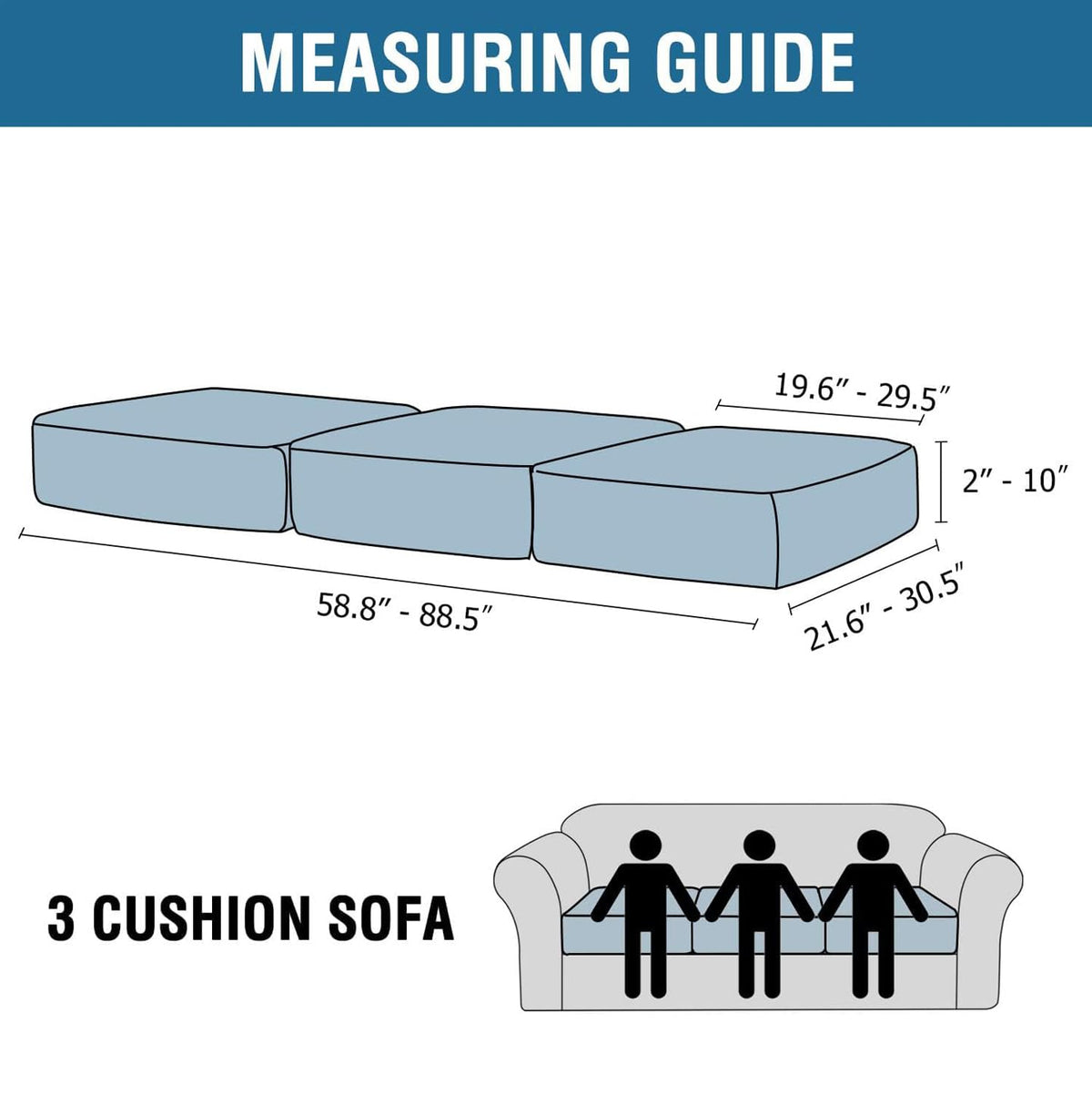 H.VERSAILTEX cushion slipcover with non-slip bottom stays securely in place on any sofa.