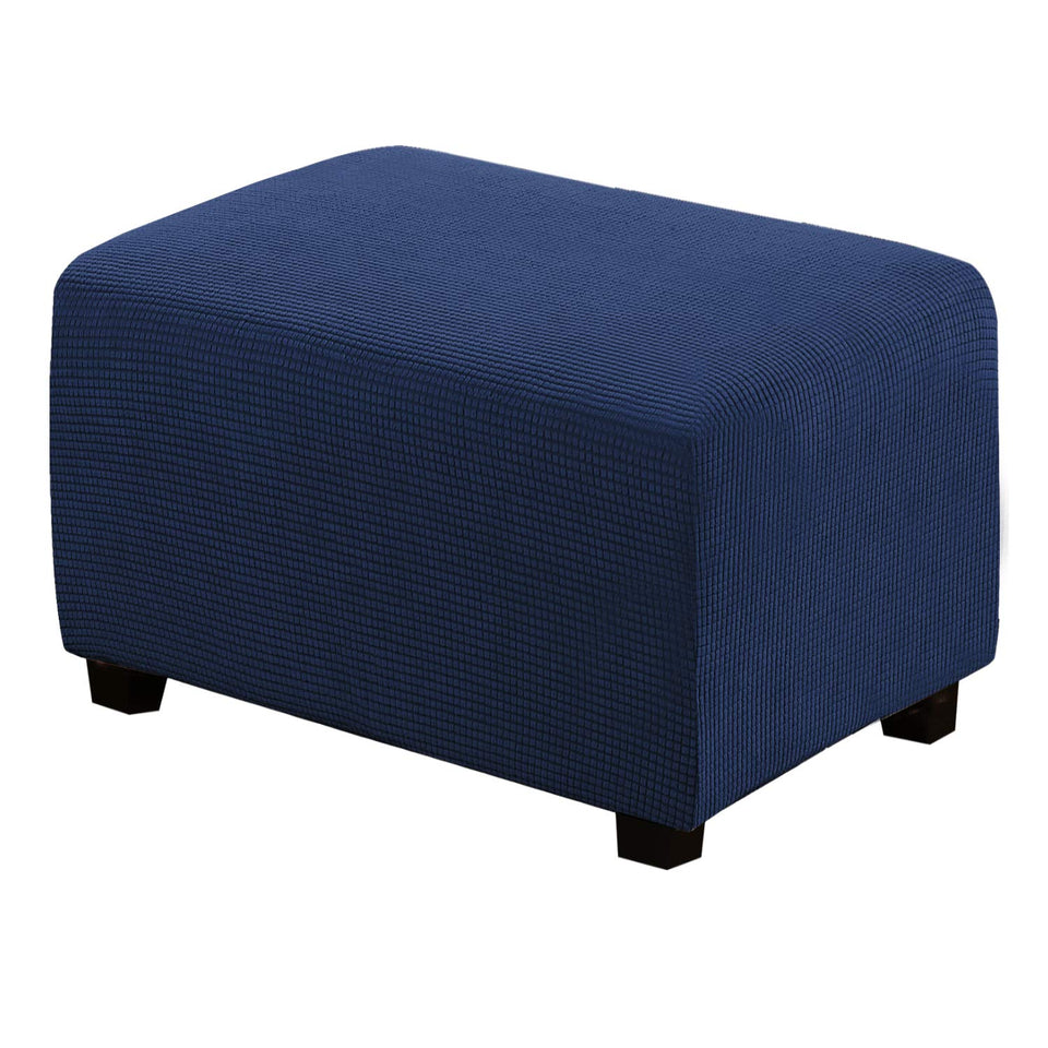 H.VERSAILTEX navy ottoman slipcover for rectangle fit protects furniture