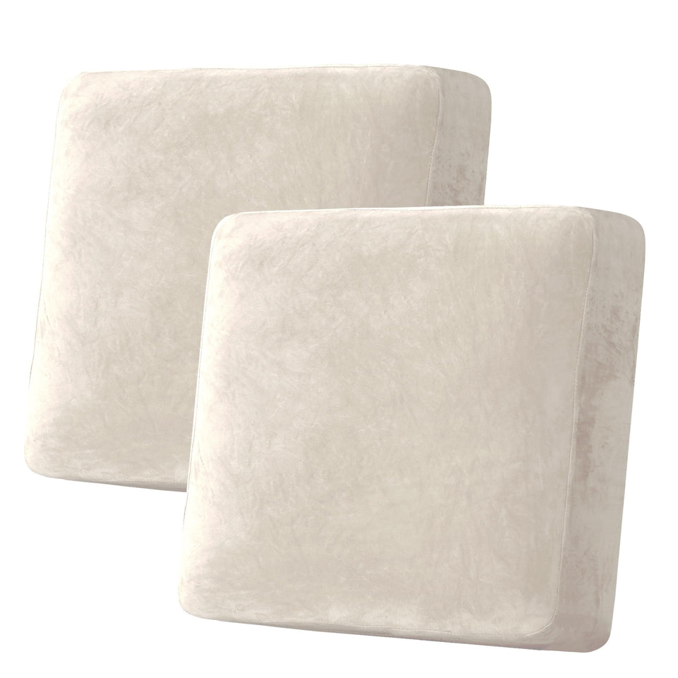 H.VERSAILTEX velvet cushion cover ivory front view enhances sofa appearance.