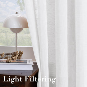 H.VERSAILTEX 84-inch length drapes shown with airy open weave.