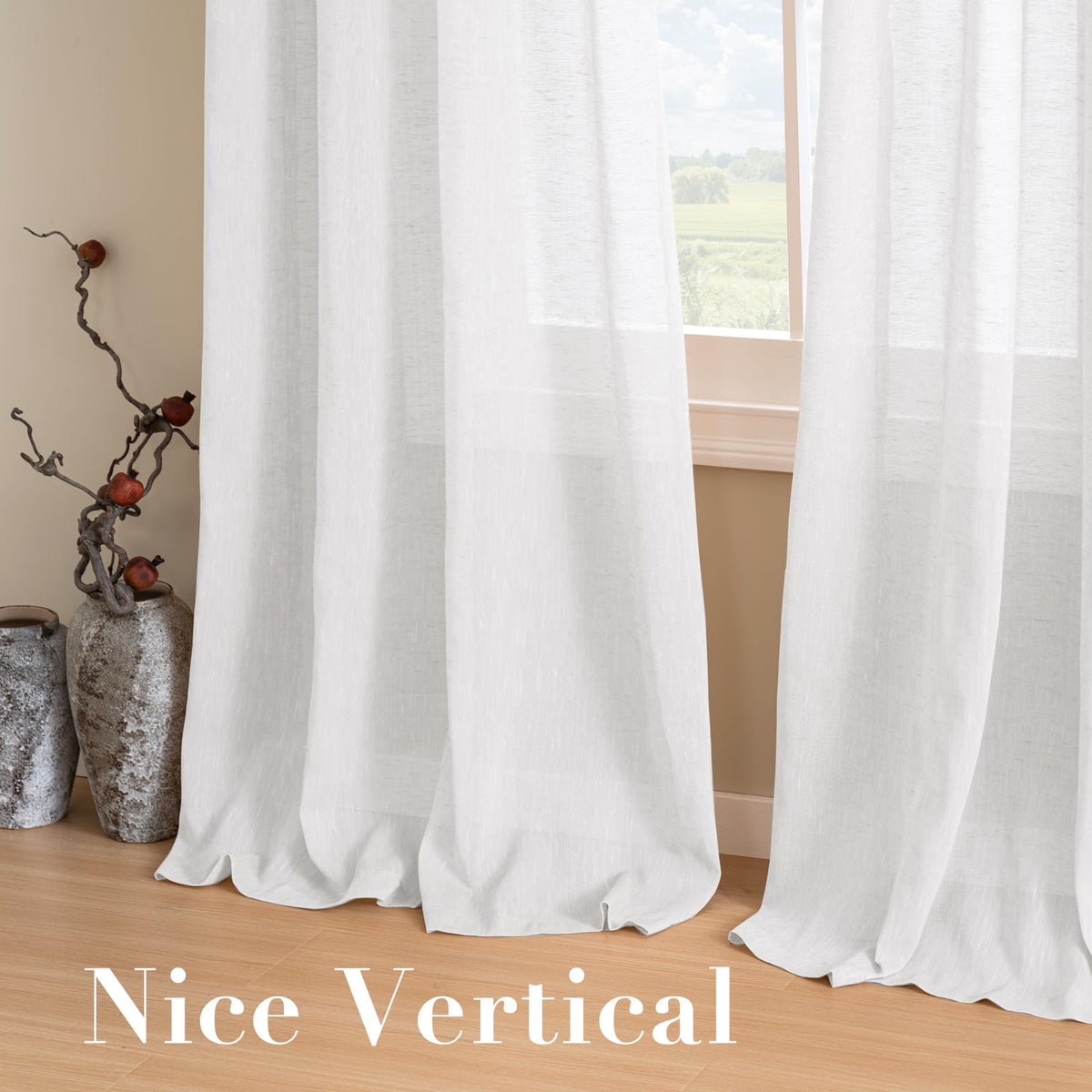 H.VERSAILTEX farmhouse-style curtains accent rustic interior decor.